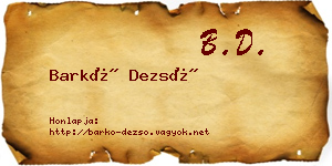 Barkó Dezső névjegykártya